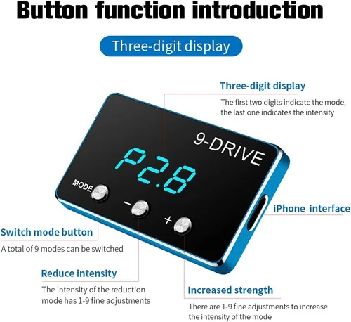Vista 2 de Controlador de respuesta del acelerador JINKEY, controlador de acelerador de 9 unidades 9 modos acelerador electrónico de carreras para DODGE