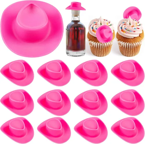Vista 9 de 20pcs Mini plástico lindo muñeca vaquero occidental sombrero (negro)