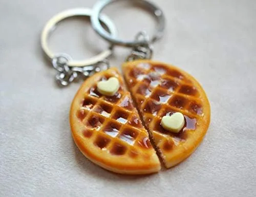 Vista 3 de Juego de llaveros Waffle BFF Best Friend, llaveros de amistad
