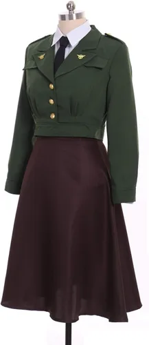 Vista 2 de Disfraz de oficial para mujer, uniforme de Peggy Carter, disfraz de cosplay, talla XL