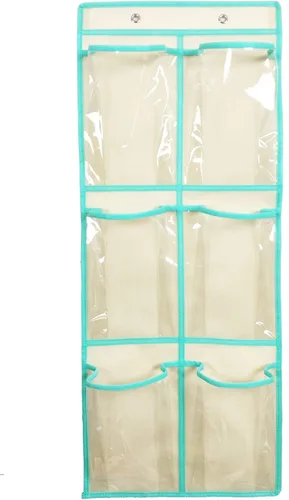 Vista 2 de Organizador de zapatos para colgar sobre la puerta, con 6 bolsillos grandes transparentes, paquete de 2 unidades (grande)