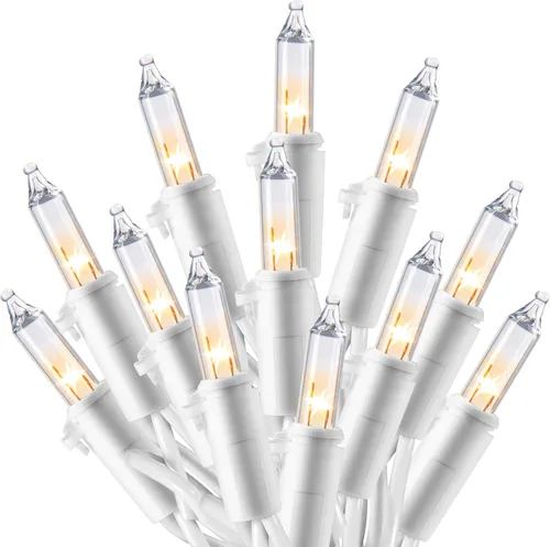 Vista 17 de Joiedomi Guirnalda de luces de Navidad para interiores, 200 (2 x 100) mini luces multicolor con cable blanco de 42.8 pies, decoración de iluminación