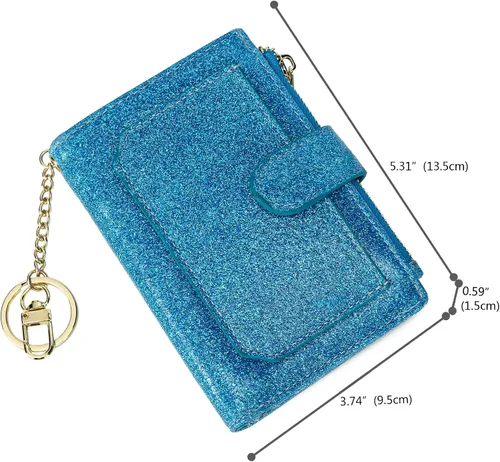 Vista 5 de Carteras para mujer RFID pequeñas y compactas de cuero plegable con bolsillo con cremallera