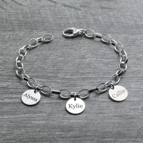 Vista 6 de Personalized Initial Charm Bracelet in Sterling Silver