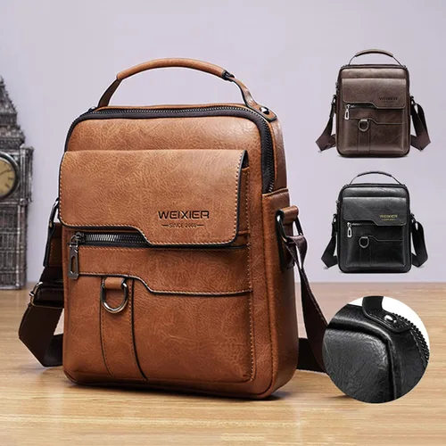 Vista 2 de Bolsa de mensajero para hombre bolsa de hombro cruzada de piel sintética bolsa de viaje para hombre bolsa de viaje casual bolsa de mano