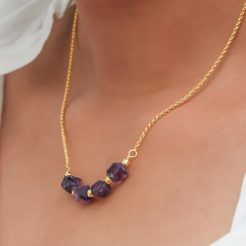 Vista 11 de Gempires Natural Raw Bar Crystals Pendant Necklace Handmade Jewelry 22 inch Adjustable Chain