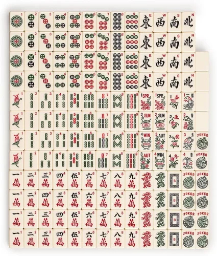 Vista 7 de Juegos de Mahjong Americano de Yellow Mountain Imports - Clásico de Lujo con Estuche de Madera, Estantes de Empuje de Madera, Indicador de Viento