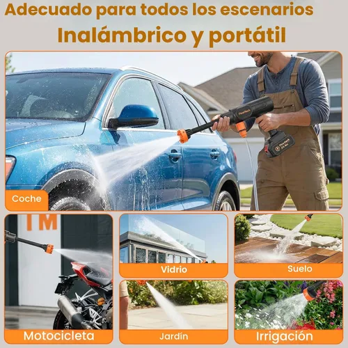 Vista 7 de Lavadora a presión inalámbrica, lavadora de energía portátil de 1200 PSI