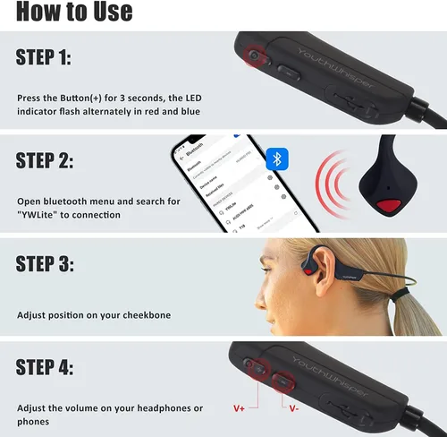 Vista 9 de Auriculares de Conducción Ósea Bluetooth, Audífonos Inalámbricos de Oreja Abierta con Micrófonos, Titanio Ligero Resistente al Sudor, Auriculares