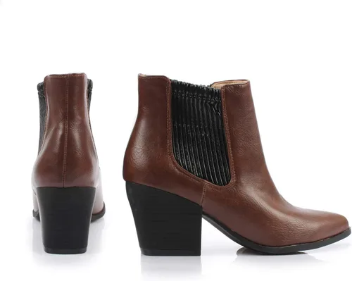 Vista 6 de Bliss - Botines cómodos de tacón grueso para mujer, estilo Chelsea