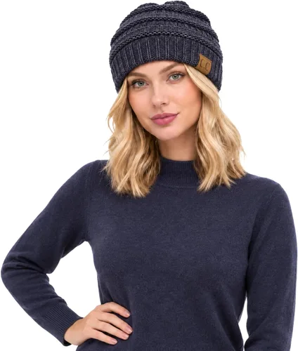 Vista 52 de C.C Exclusives Gorro de Punto de Cable - Gorros Gruesos, Suaves y Cálidos de Punto Grueso Chenille Teniente Mel Gris