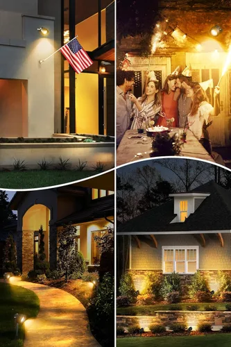 Vista 5 de T-SUN Iluminación exterior del atardecer al amanecer, luces de poste de bandera con fotocélula de encendido y apagado automático, impermeables, LED