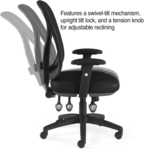 Vista 4 de STAPLES Silla de trabajo ergonómica, malla, negro, paquete de 2