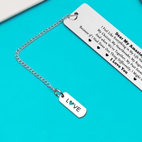 Vista 4 de My Man Gift for Him I Love You - Marcapáginas de regalos para novio, marido, prometido, novio, aniversario, boda, Navidad, cumpleaños, día