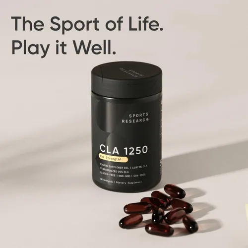 Vista 7 de Sports Research CLA - 1250 mg con ácido linoleico conjugado activo para hombres y mujeres Sin OMG, sin soja ni gluten, 95% (90 cápsulas blandas)