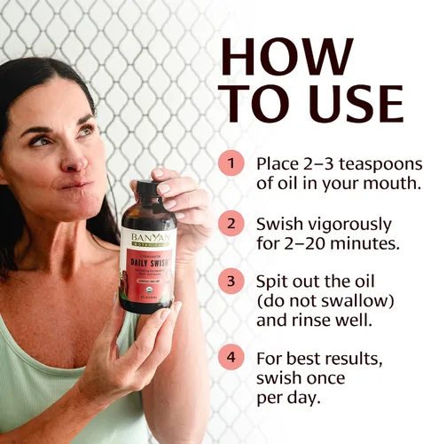 Vista 4 de Banyan Botanicals Cinnamon Daily Swish - Aceite de extracción ayurvédico orgánico con aceite de coco, enjuague bucal para aliento fresco y salud