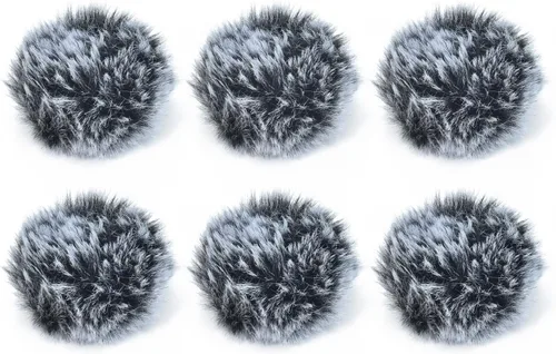 Vista 8 de Cubilux Juego de Parabrisas Peludo y Cubierta de Espuma para Micrófono de Solapa Lavalier, Parabrisas Muff Protector contra Viento Deadcat, Manguito