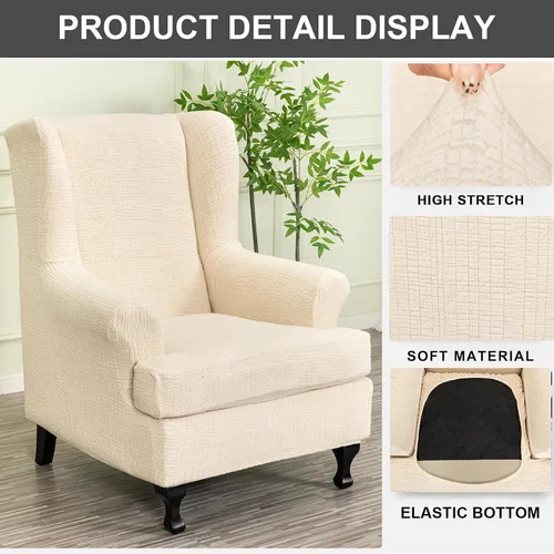 Vista 62 de Eco-Ancheng Funda para silla Wingback, 2 piezas, respaldo de ala, fundas de elastano para sillón con respaldo de ala, fundas para sillón con parte