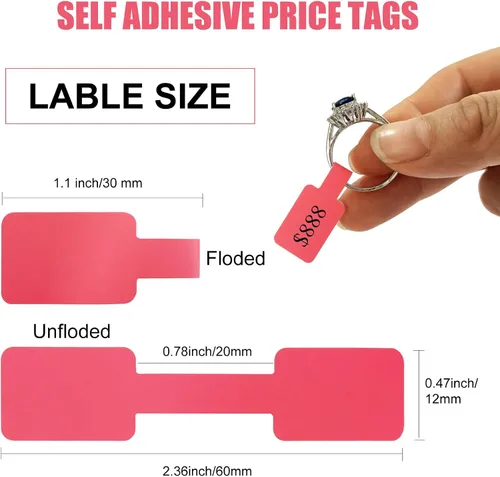 Vista 6 de 500 calcomanías autoadhesivas de precio de joyería en blanco para etiquetado de identificación de anillos, collares y aretes (rosa)