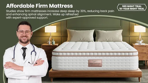 Vista 7 de BedStory Colchón firme de tamaño matrimonial – Colchón híbrido de 12 pulgadas con soporte lumbar ideal y bordes reforzados, alivio del dolor