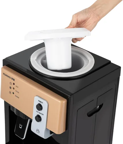Vista 9 de Dispensador de enfriador de agua de carga superior, dispensador de agua fría y caliente para botella de 5 galones, 3 ajustes de temperatura, agua