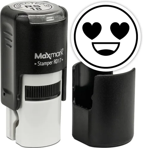 Vista 11 de MaxMark Sello de Emoji Autoentintado Redondo - Enojada - Tinta Negra