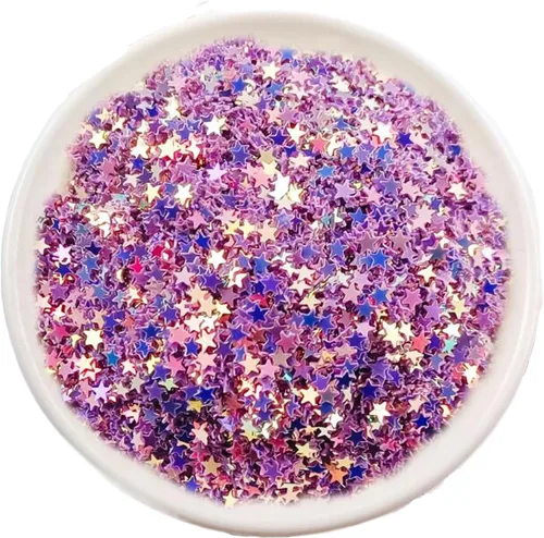 Vista 13 de Sourcingbay Brillo holográfico de estrella de 0.118 in, 0.35 oz, oro láser Dorado