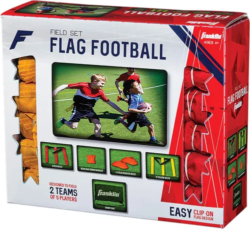 Vista 8 de Franklin Sports Set de fútbol con bandera - 10 cinturones de fútbol con bandera para adultos + jóvenes - Conos de equipo + marcador de campo