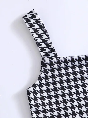 Vista 2 de WDIRARA Conjunto de 2 piezas para niña pequeña con pata de gallo y leggings