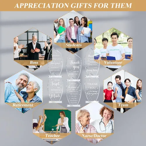 Vista 6 de Geelin 6 piezas de regalo de agradecimiento a los empleados, regalos de agradecimiento de acrílico, placa inspiradora, recuerdo para compañeros