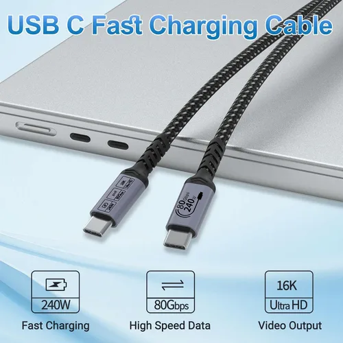Vista 2 de 80Gbps USB 4.0 for Thunderbolt 4 Cable 6.6FT, 2 Packs, Grey