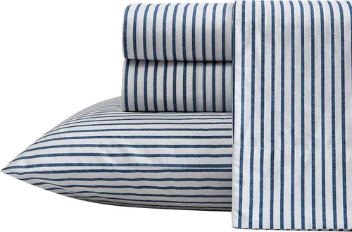 Vista 39 de Nautica - Sábanas, juego de ropa de cama de percal de algodón con funda de almohada a juego, vigorizante y fresco, bolsillo profundo