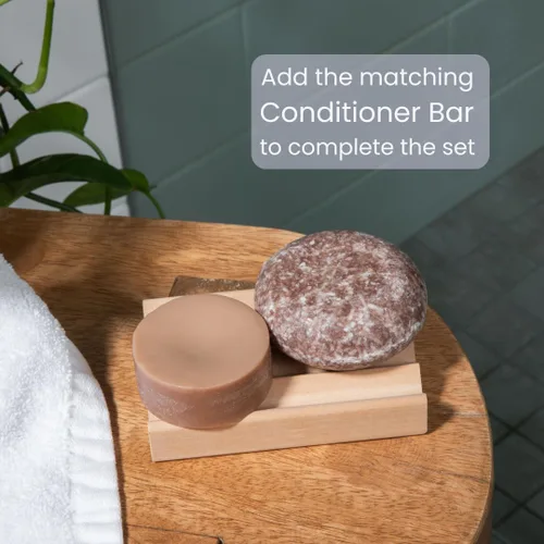 Vista 3 de Barra de champú natural de vainilla de coco para cabello seco pH equilibrado, seguro para el color Sin SLS, sin plástico, sin crueldad, vegano