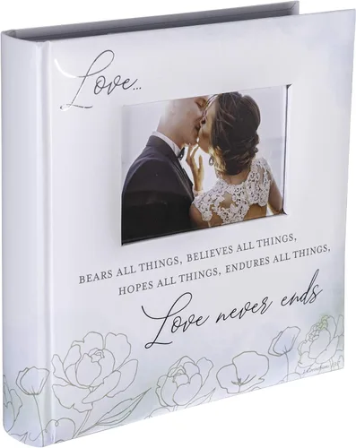Vista 2 de Malden International Designs 2 Up - Álbum de fotos de 4 x 6 pulgadas con área de escritura de notas Love Never Ends - Portada de acuarela