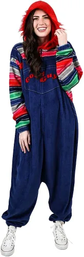 Vista 5 de Bioworld Chucky - Traje de unión de Halloween Kigurumi con capucha para hombre