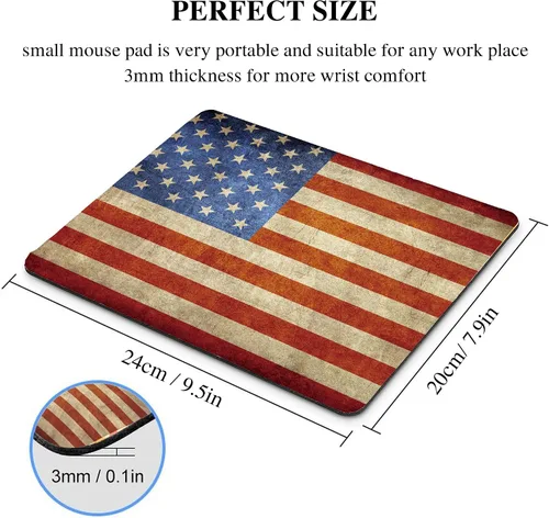 Vista 4 de Alfombrilla de mouse con bandera nacional de Estados Unidos, patriótica rústica, rectangular, para computadora de escritorio, computadora