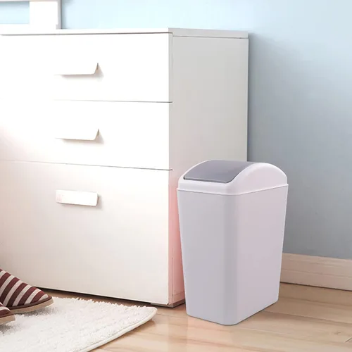 Vista 5 de Ggbin Cubos de Basura de Plástico con Tapa Giratoria, Cubos de Basura de Cocina Gris de 16 L