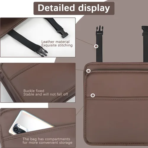 Vista 6 de Zpana Organizador de respaldo de asiento de automóvil, bolsa de almacenamiento de cuero multiusos para colgar reposacabezas del asiento trasero