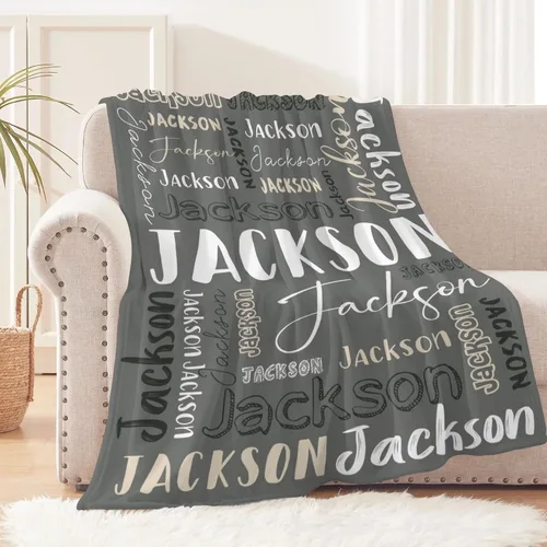 Vista 2 de Manta personalizada con nombre para adultos, manta de franela con nombre personalizado para niños y niños, Manta personalizada para regalo
