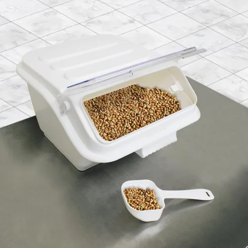 Vista 3 de TrueCraftware - Contenedor de 2 galones para ingredientes (40 tazas), contenedor de almacenamiento blanco con tapa superior abatible transparente