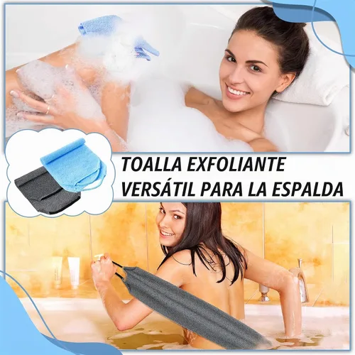 Vista 6 de 2 unidades exfoliante para la espalda de ducha con asas para mujer, gris, azul