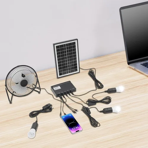 Vista 3 de Solar Generator with Fan & Light, Portable Solar Panel Kit for Outdoor Camp