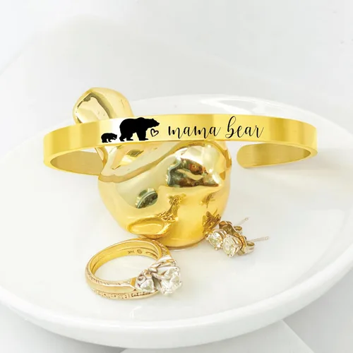 Vista 2 de SM Design Pulsera de mamá oso regalo para mamá con cachorros, día de San Valentín, cumpleaños, cantidad personalizada de cachorros, regalo para mamá