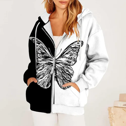 Vista 2 de Sudaderas con capucha para niñas adolescentes, sudadera con capucha para mujer, manga larga, con cordón, bloque de color, jersey