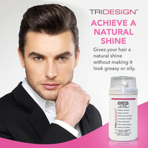 Vista 5 de TRI Sculpture - Gel para peinar el cabello para sujeción media con brillo, gel para el cabello para hombres y mujeres, añade cuerpo, textura