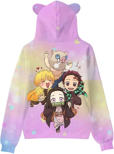 Vista 2 de Gofrvikoe Sudaderas con capucha de anime para niños y niñas, sudaderas con estampado 3D para adolescentes, sudaderas con capucha para cosplay