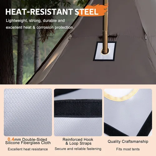 Vista 7 de CHANGE MOORE Protector de malla de chimenea de estufa ignífuga, protección antiquemaduras, protección de tienda de campaña, estufa al aire libre