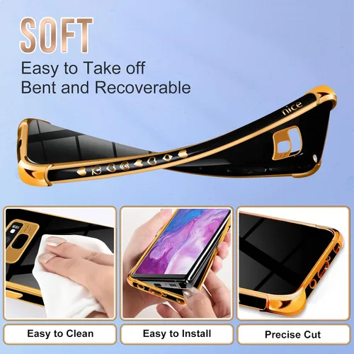 Vista 3 de Likiyami Funda 2 en 1 para Samsung Galaxy Note 9, diseño de corazón, para mujeres y niñas, bonita, de lujo, bonita, estética, moderna, color negro