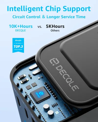 Vista 7 de Adaptador de viaje universal, 2 USB-C y 1 USB-A, cubre más de 200 Negro