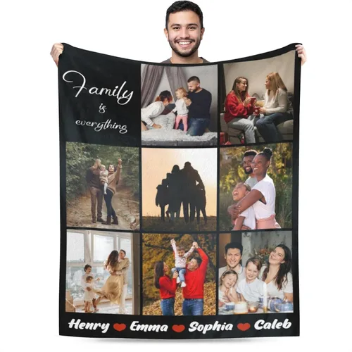Vista 8 de Manta personalizada con imagen, mantas personalizadas para familia, marido, esposa, en cumpleaños, Navidad